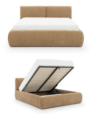 Łóżka tapicerowane Dionizos 160x200 cm, pojemnik, stelaż z podnośnikami, STAGRA