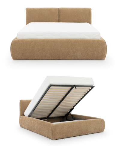 Łóżka tapicerowane Dionizos 180x200 cm, pojemnik, stelaż z podnośnikami, STAGRA