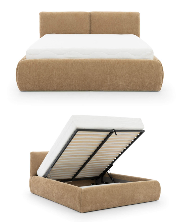 Łóżka tapicerowane Dionizos 180x200 cm, pojemnik, stelaż z podnośnikami, STAGRA