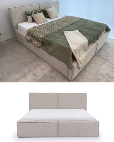 Łóżka tapicerowane Fondy 160x200 cm, pojemnik, stelaż z podnośnikami, STAGRA