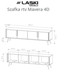 Szafka rtv Mavera 4D, czterodrzwiowa, Kaszmir, Laski Meble