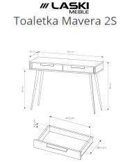 Konsola, toaletka Mavera 2S, szuflady, Kaszmir, Laski Meble