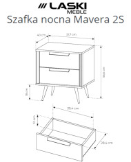 Szafka nocna Mavera 2S, z szufladami, Kaszmir, Laski Meble