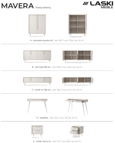 Konsola, toaletka Mavera 2S, szuflady, Kaszmir, Laski Meble