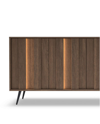 Komoda Amaro 4D, czterodrzwiowa, z oświetleniem LED, Dąb dunin, Laski Meble