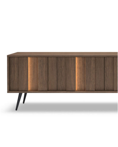 Szafka rtv Amaro 4D, czterodrzwiowa, z oświetleniem LED, Dąb dunin, Laski Meble