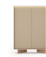 Komoda Wysoka Semi 2D, dwudrzwiowa, oświetlenie LED, Bolivar natur/ Cappuccino, Laski Meble