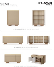 Komoda Wysoka Semi 2D, dwudrzwiowa, oświetlenie LED, Bolivar natur/ Cappuccino, Laski Meble