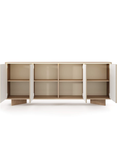 Komoda Semi 4D, czterodrzwiowa, oświetlenie LED, Bolivar natur/ Cappuccino, Laski Meble