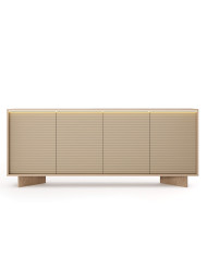 Komoda Semi 4D, czterodrzwiowa, oświetlenie LED, Bolivar natur/ Cappuccino, Laski Meble