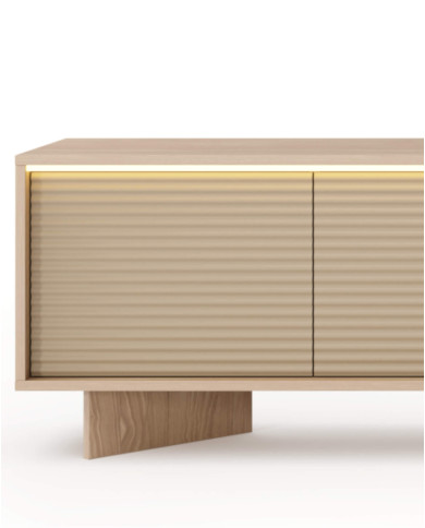 Szafka rtv Semi 4D, czterodrzwiowa, oświetlenie LED, Bolivar natur/ Cappuccino, Laski Meble