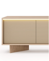 Szafka rtv Semi 4D, czterodrzwiowa, oświetlenie LED, Bolivar natur/ Cappuccino, Laski Meble