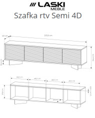 Szafka rtv Semi 4D, czterodrzwiowa, oświetlenie LED, Bolivar natur/ Cappuccino, Laski Meble