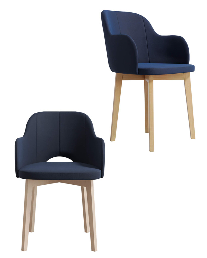 Krzesło, fotel F680/N, tapicerowane siedzisko i oparcie, stelaż bukowy, DREW-MARK