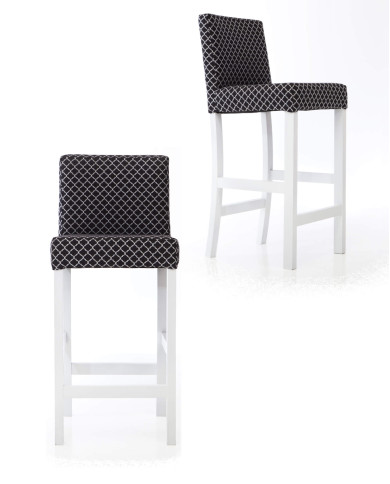 Hoker barowy H19/2 wysoki, tapicerowane siedzisko i oparcie, stelaż bukowy, DREW-MARK