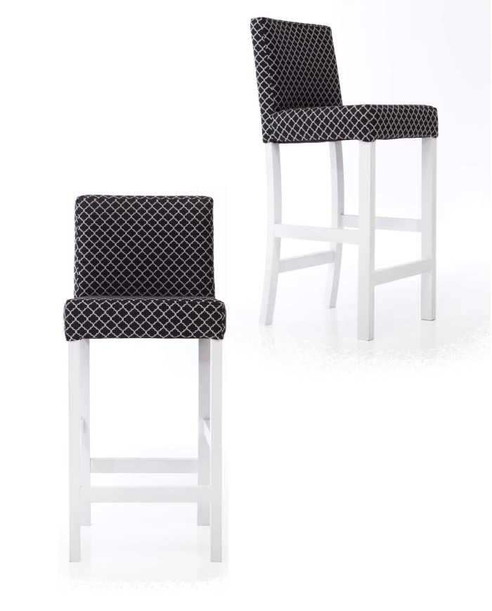 Hoker barowy H19/2 wysoki, tapicerowane siedzisko i oparcie, stelaż bukowy, DREW-MARK