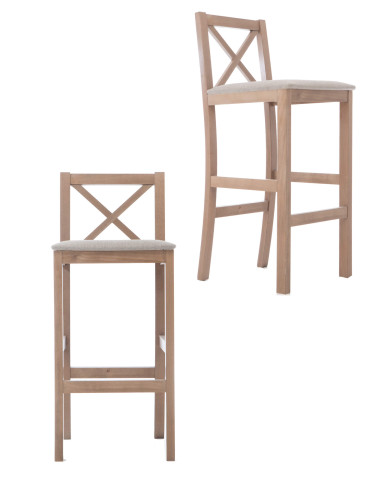 Hoker barowy H22/2 wysoki, tapicerowane siedzisko, stelaż bukowy, DREW-MARK