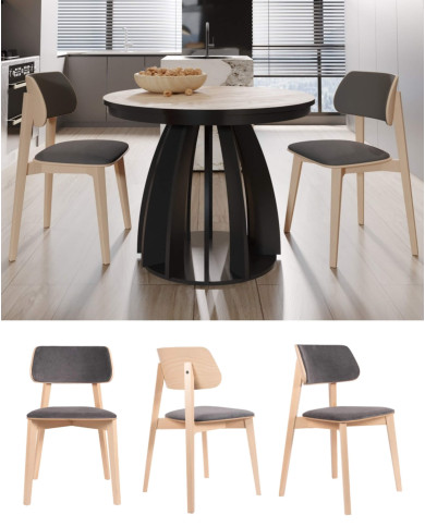 Krzesło KT63/NT, tapicerowane siedzisko i oparcie, stelaż bukowy, DREW-MARK