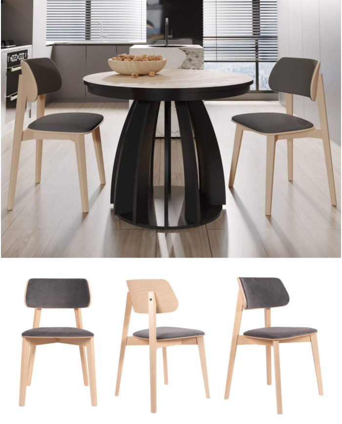 Krzesło KT63/NT, tapicerowane siedzisko i oparcie, stelaż bukowy, DREW-MARK