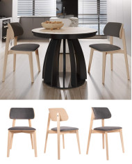 Krzesło KT63/NT, tapicerowane siedzisko i oparcie, stelaż bukowy, DREW-MARK