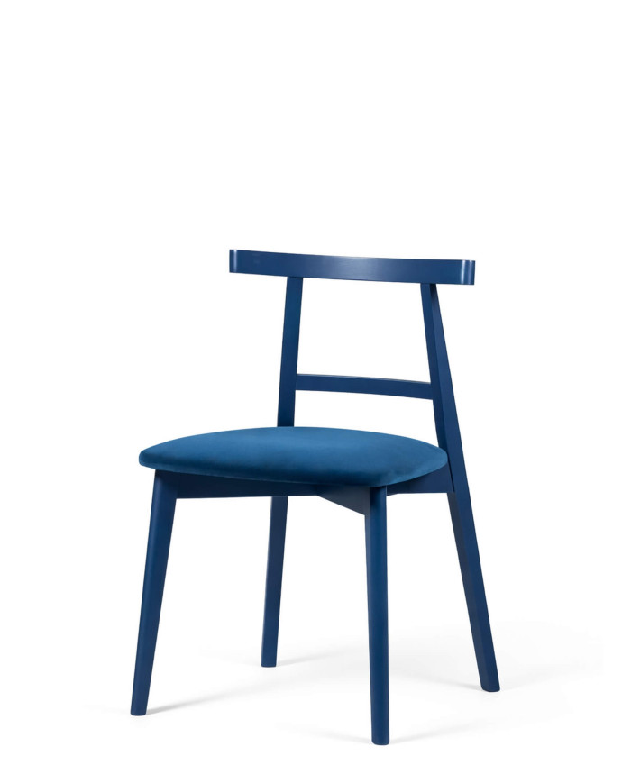 Krzesło KT71, tapicerowane siedzisko, drewniane oparcie, stelaż bukowy, DREW-MARK