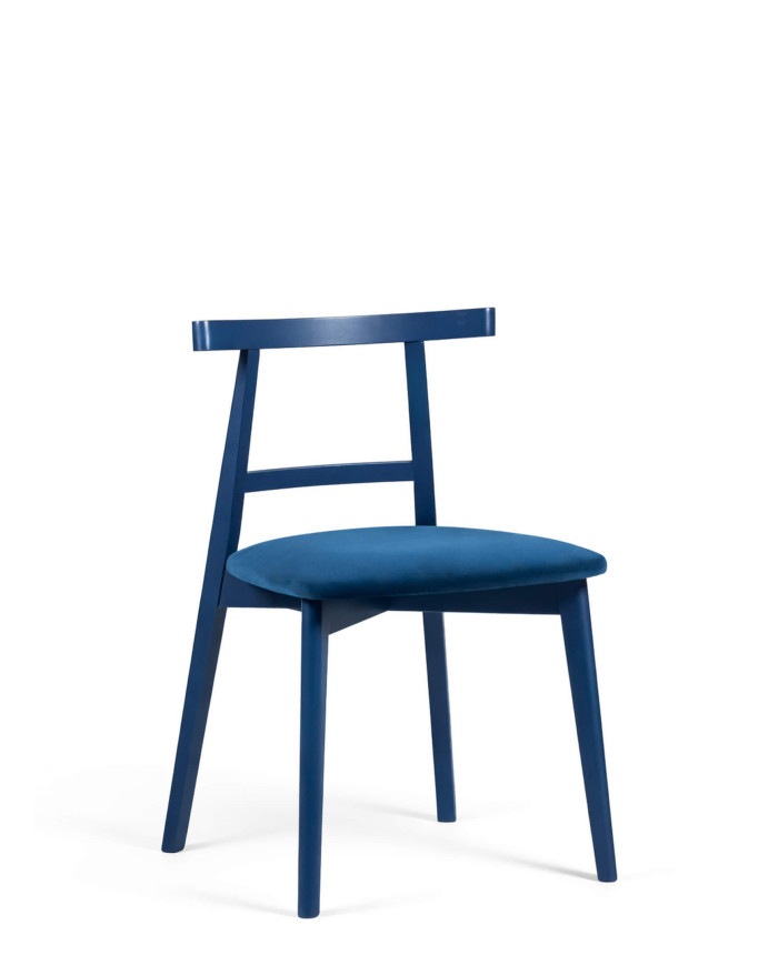 Krzesło KT71, tapicerowane siedzisko, drewniane oparcie, stelaż bukowy, DREW-MARK