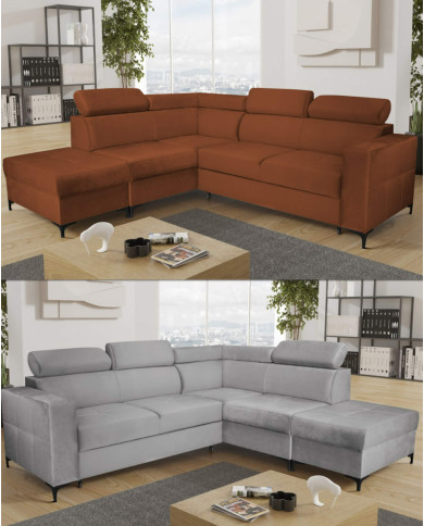 Narożnik Dorian, funkcja spania, pojemnik, regulowane zagłówki, Antex