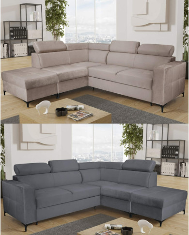 Narożnik Dorian, funkcja spania, pojemnik, regulowane zagłówki, Antex