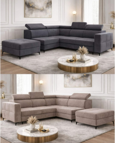 Narożnik Dorian, funkcja spania, pojemnik, regulowane zagłówki, Antex