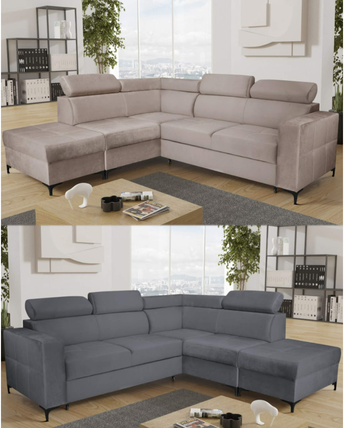 Super Cena! Narożnik Dorian, funkcja spania, pojemnik, regulowane zagłówki, Antex