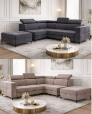 Super Cena! Narożnik Dorian, funkcja spania, pojemnik, regulowane zagłówki, Antex