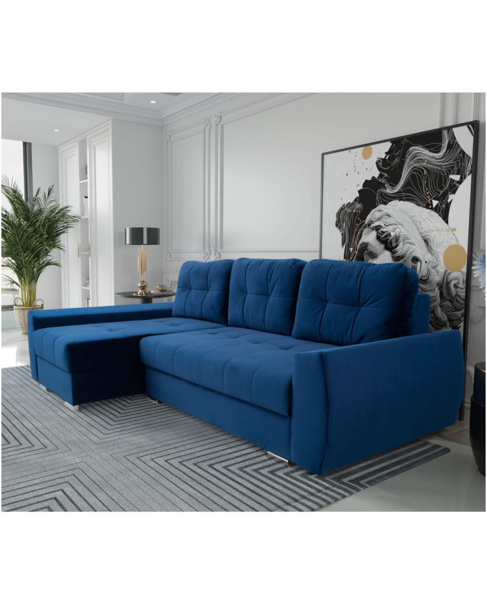 Super cena! Narożnik Furla, funkcja spania, pojemnik, tkanina Riviera 81, lewostronny, Antex