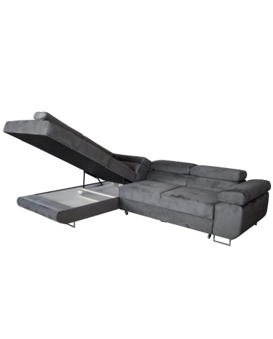 Super Cena! Narożnik Malibu, funkcja spania, pojemnik, regulowane zagłówki, lewostronny, Monolith 85, Antex