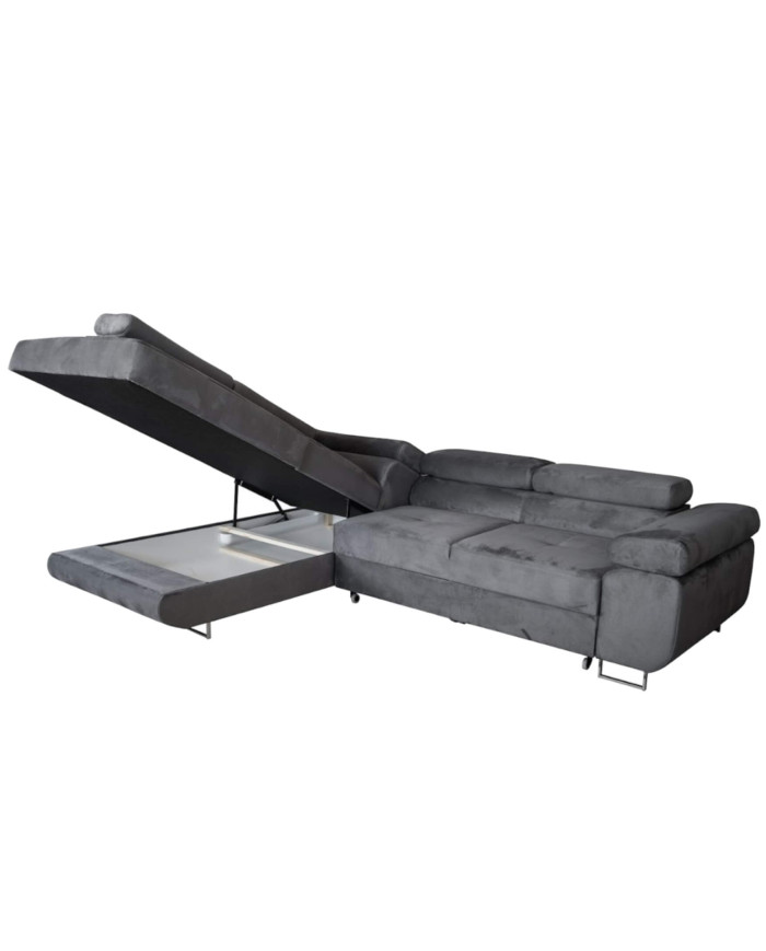 Super Cena! Narożnik Malibu, funkcja spania, pojemnik, regulowane zagłówki, lewostronny, Monolith 85, Antex