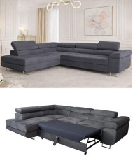 Super Cena! Narożnik Malibu, funkcja spania, pojemnik, regulowane zagłówki, lewostronny, Monolith 85, Antex