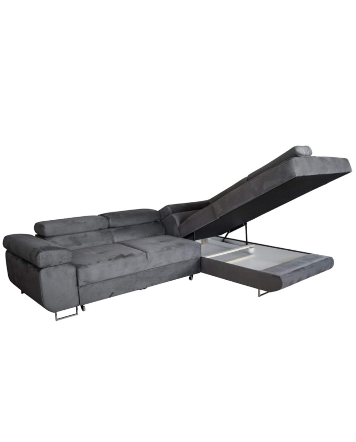 Super Cena! Narożnik Malibu, funkcja spania, pojemnik, regulowane zagłówki, prawostronny, Monolith 85, Antex