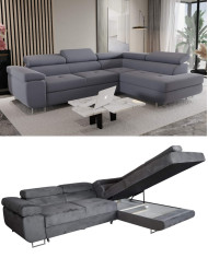 Super Cena! Narożnik Malibu, funkcja spania, pojemnik, regulowane zagłówki, prawostronny, Monolith 85, Antex