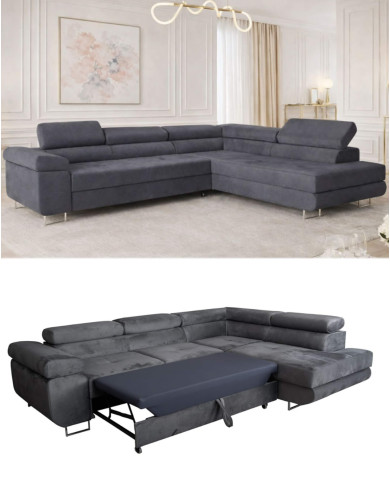 Super Cena! Narożnik Malibu, funkcja spania, pojemnik, regulowane zagłówki, prawostronny, Monolith 85, Antex