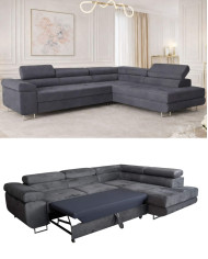 Super Cena! Narożnik Malibu, funkcja spania, pojemnik, regulowane zagłówki, prawostronny, Monolith 85, Antex