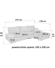 Narożnik Sawoy, funkcja spania, pojemnik, Antex