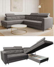 Narożnik Tokyo, funkcja spania, pojemnik, regulowane zagłówki, Antex