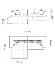 Narożnik Albio S, elektrycznie wysuwane siedzisko, Wersal