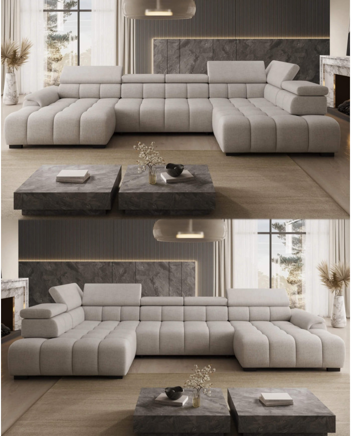 Narożnik Alvin XL, elektrycznie wysuwane siedzisko, przestawne oparcie, regulowane zagłówki,  Wersal