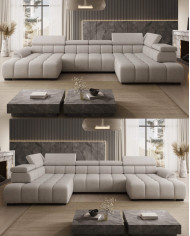 Narożnik Alvin XL, elektrycznie wysuwane siedzisko, przestawne oparcie, regulowane zagłówki,  Wersal