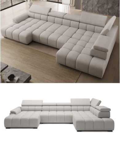 Narożnik Alvin XL, elektrycznie wysuwane siedzisko, przestawne oparcie, regulowane zagłówki,  Wersal