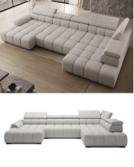 Narożnik Alvin XL, elektrycznie wysuwane siedzisko, przestawne oparcie, regulowane zagłówki,  Wersal