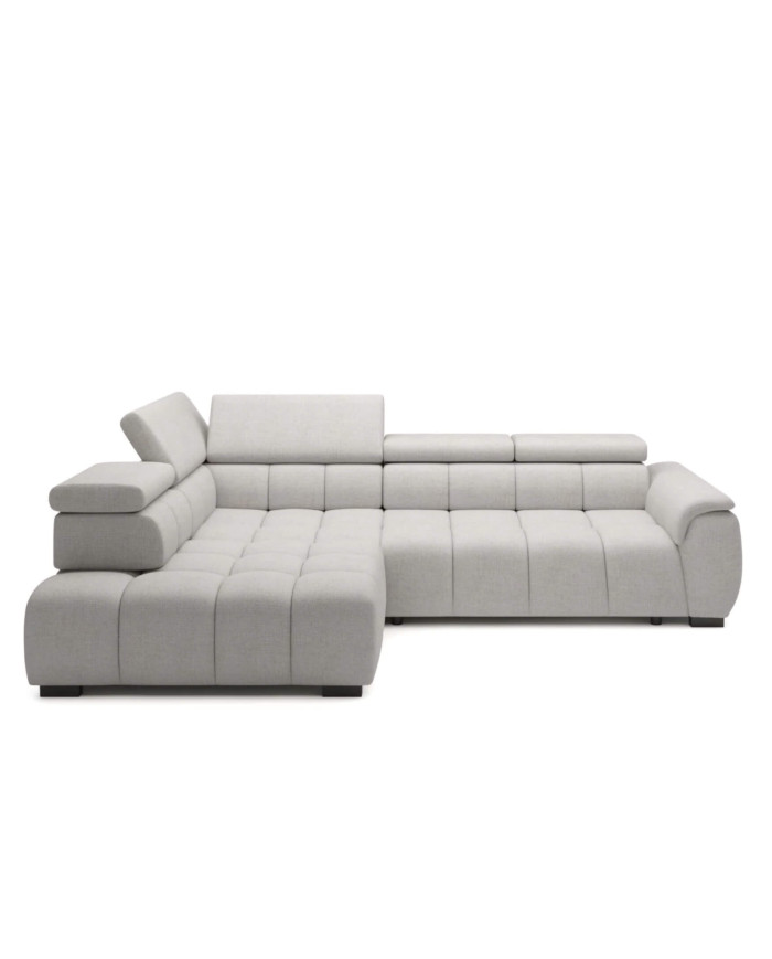 Narożnik Alvin L, elektrycznie wysuwane siedzisko, przestawne oparcie, regulowane zagłówki, Wersal