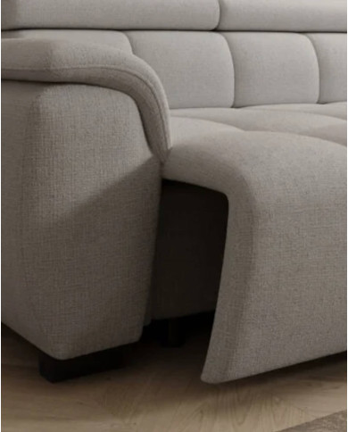 Narożnik Alvin L, elektrycznie wysuwane siedzisko, przestawne oparcie, regulowane zagłówki, Wersal