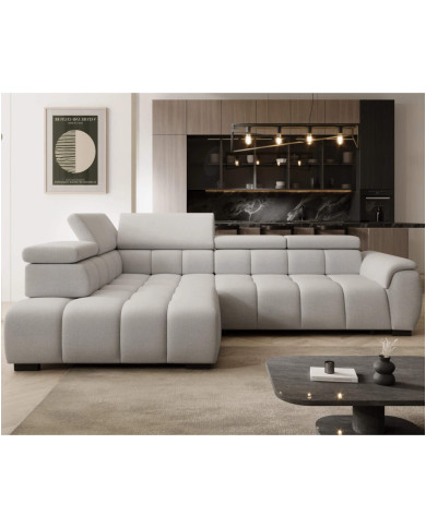 Narożnik Alvin L, elektrycznie wysuwane siedzisko, przestawne oparcie, regulowane zagłówki, Wersal