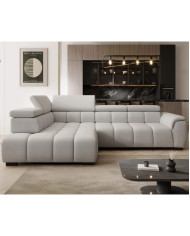 Narożnik Alvin L, elektrycznie wysuwane siedzisko, przestawne oparcie, regulowane zagłówki, Wersal